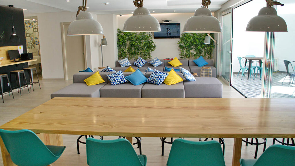 communal space at top city suites and hostel lagos
